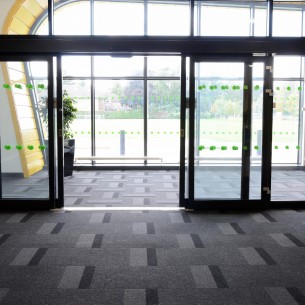 Peterborough College - carpet tiles: armour sterling block and stripe