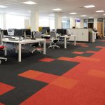 up & balance grayscale carpet tiles at Virgin Trains Head Office
