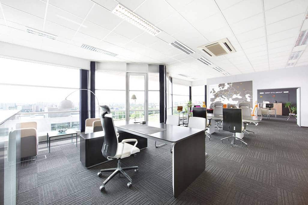 international chain of showrooms fitted with structure bonded carpet tiles