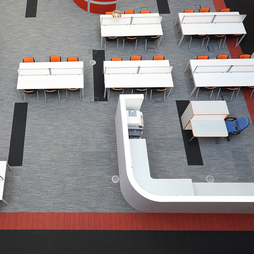 burmatex balance stripe, strands and tandem carpet tiles