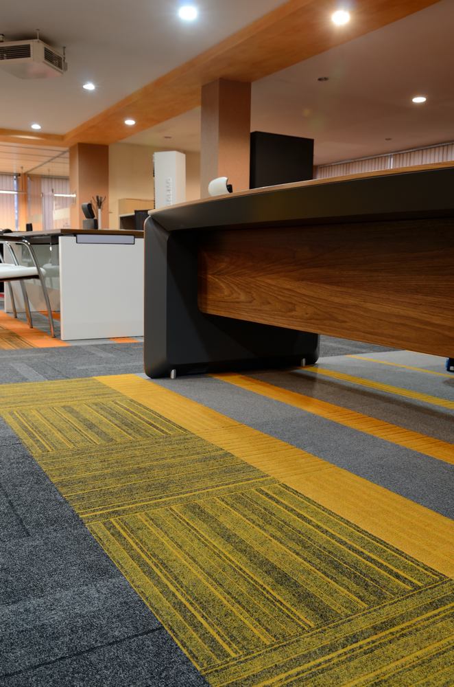 burmatex carpet tiles create bright showroom installation
